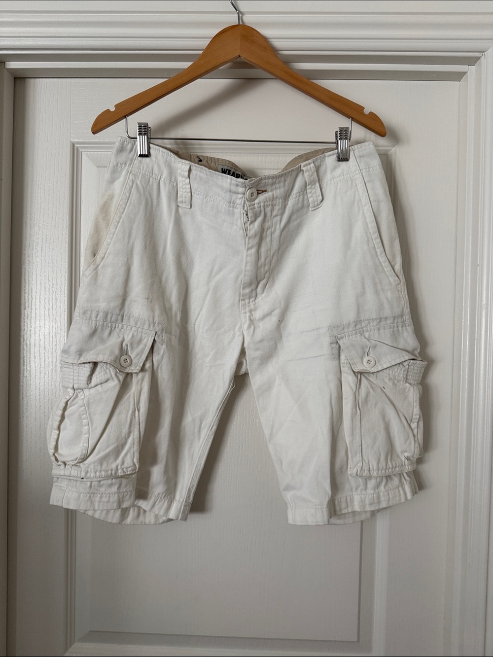 White Cargo Shorts - Men